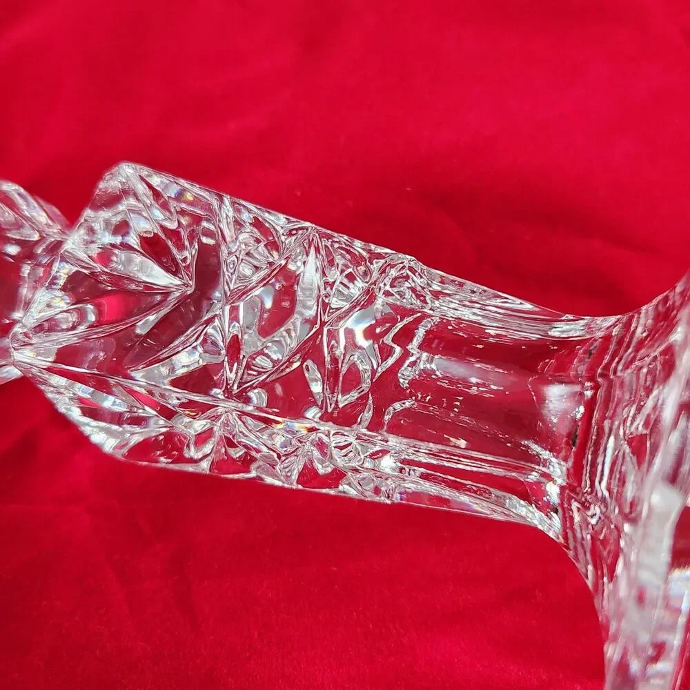 Vintage Cut Lead Crystal Candle Stick Holders Star Pattern 6”